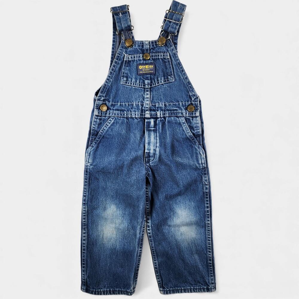 Vintage OshKosh B'gosh Denim Overalls Toddler 3T Blue VESTBAK Made USA Kids